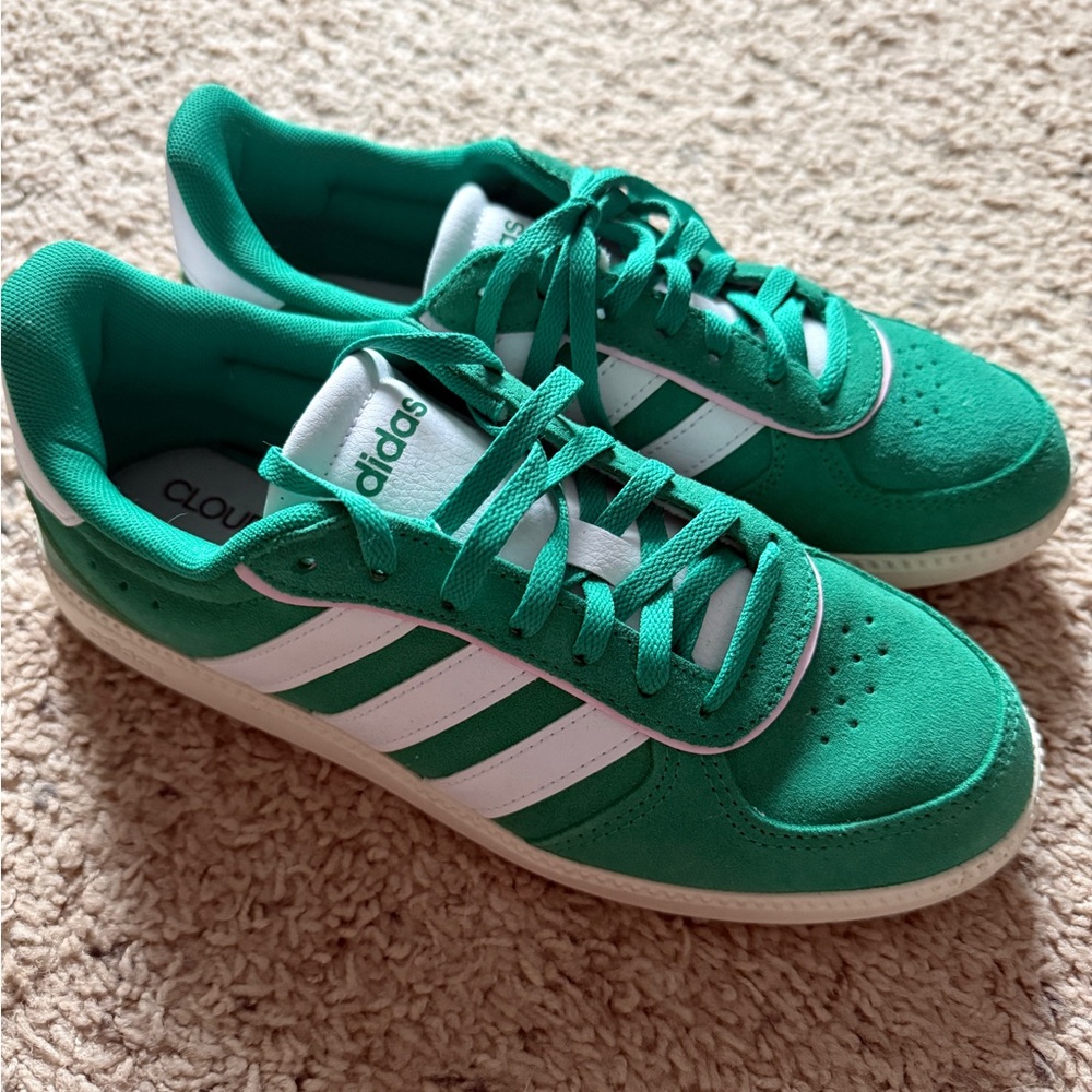 Adidas Emerald and Light Pink Running Shoes